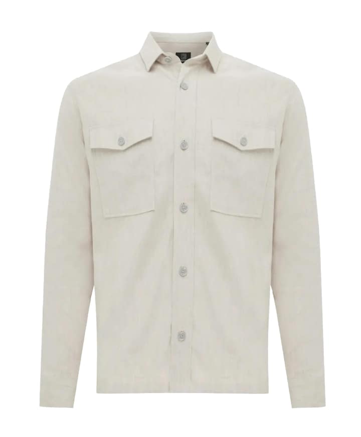 Heren overhemd lange mouw beige