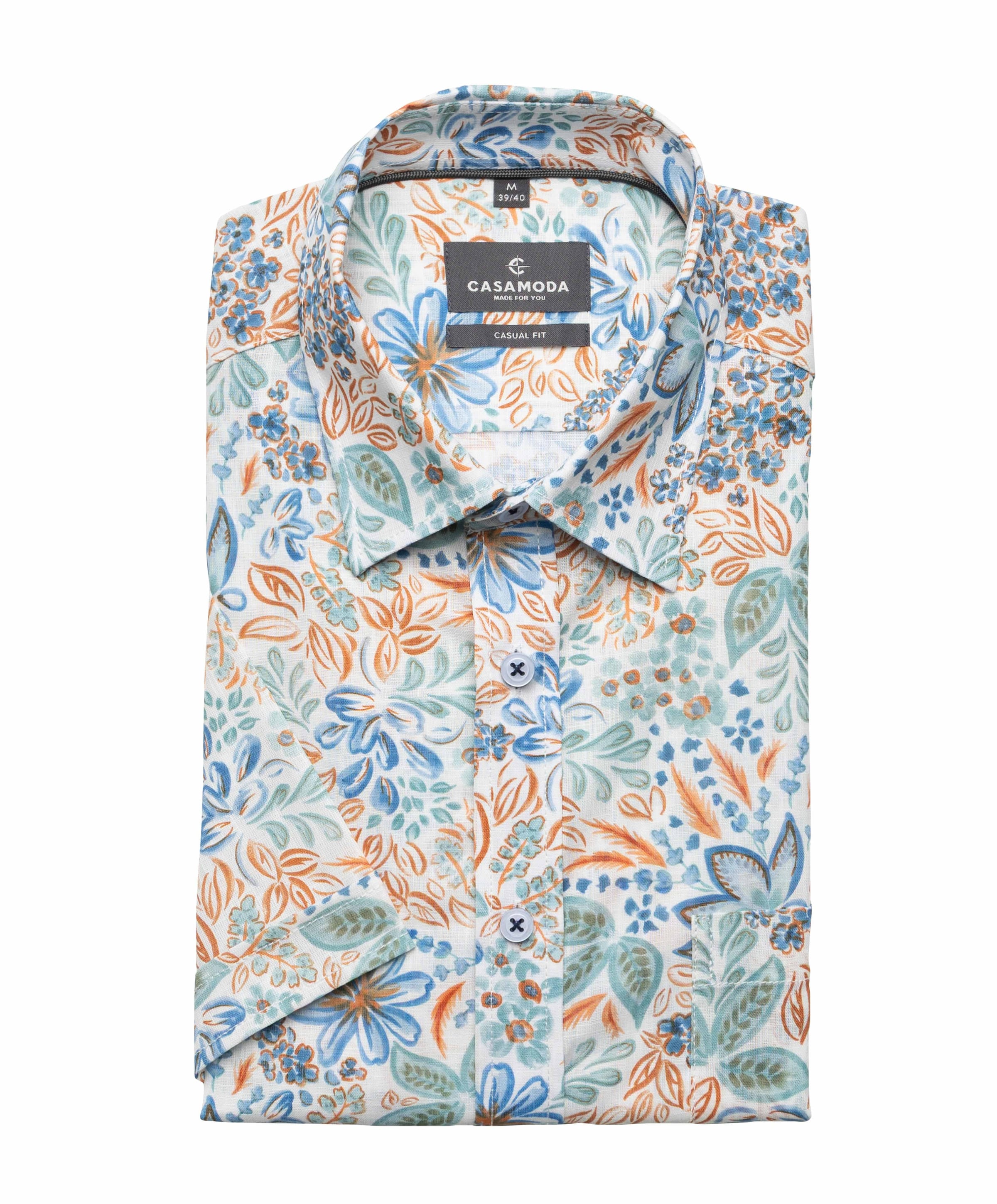 Heren overhemd korte mouw blauw