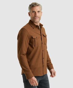 Heren overhemd lange mouw bruin