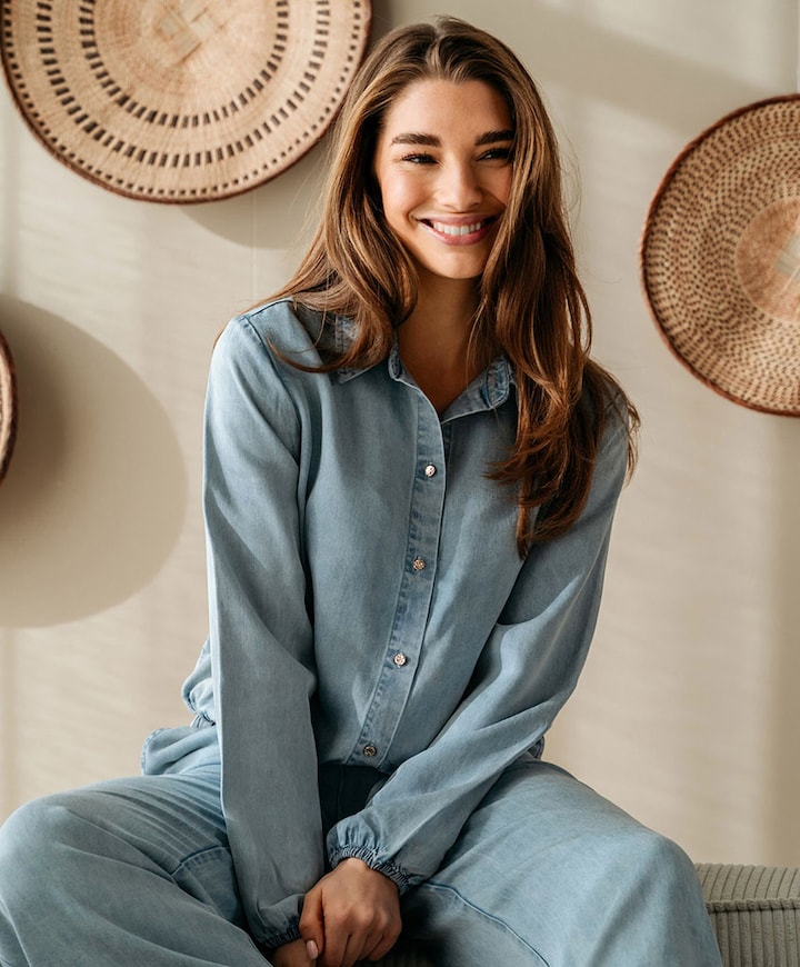 Dames blouse blauw