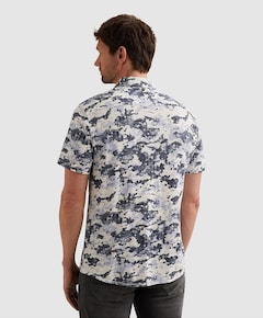 Heren overhemd korte mouw blauw