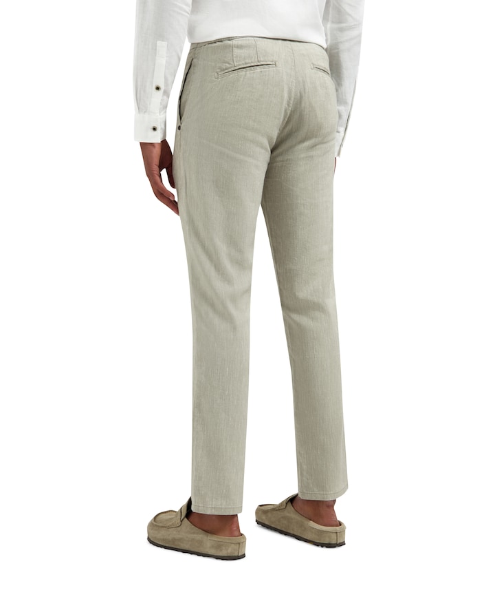 Pants With Linen Yarn Dyed heren broek beige