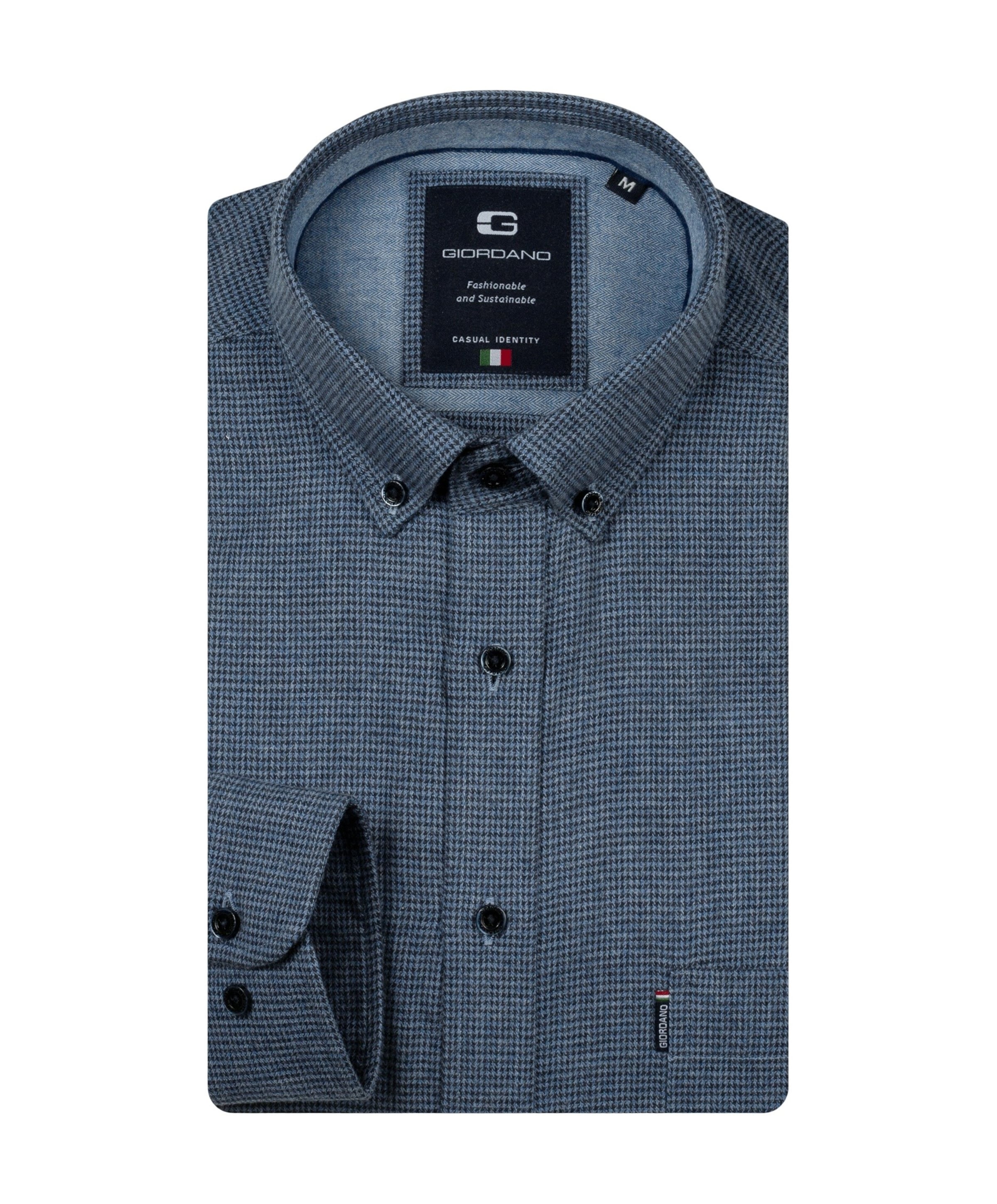 Heren overhemd lange mouw blauw