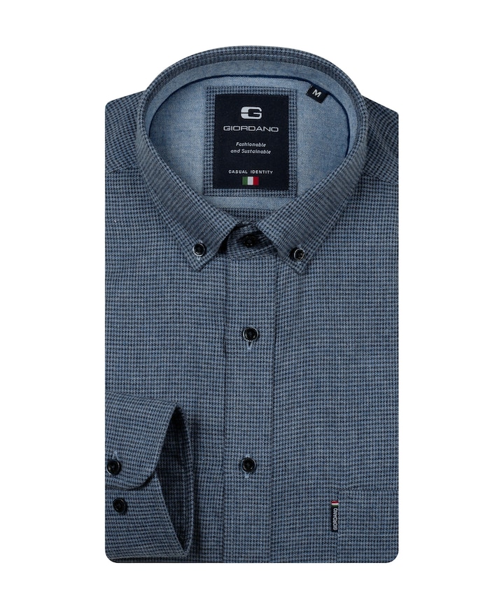 Heren overhemd lange mouw blauw