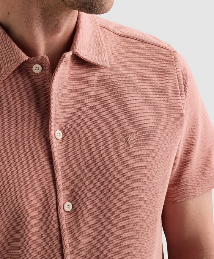 Heren overhemd korte mouw roze