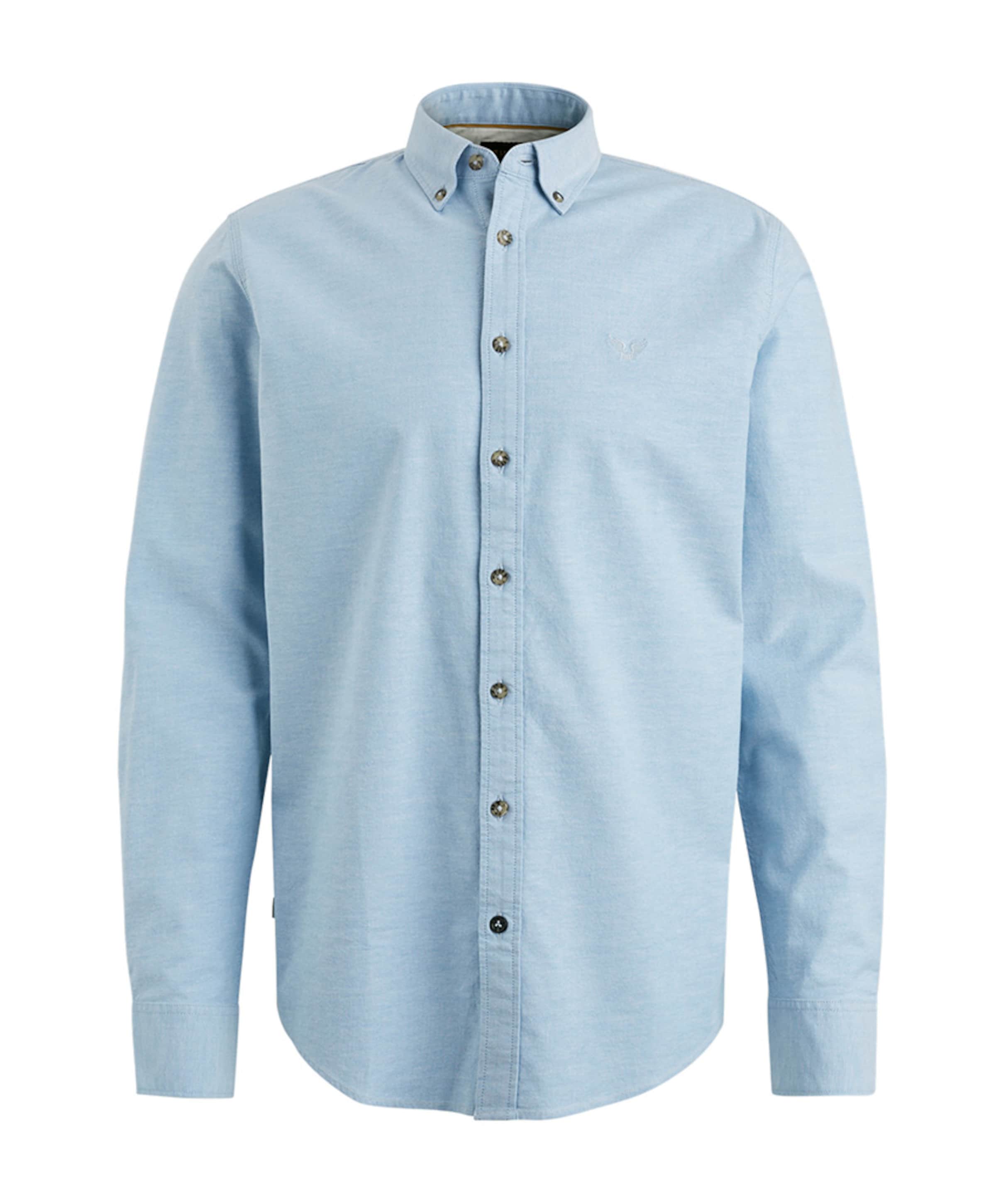 Heren overhemd lange mouw blauw