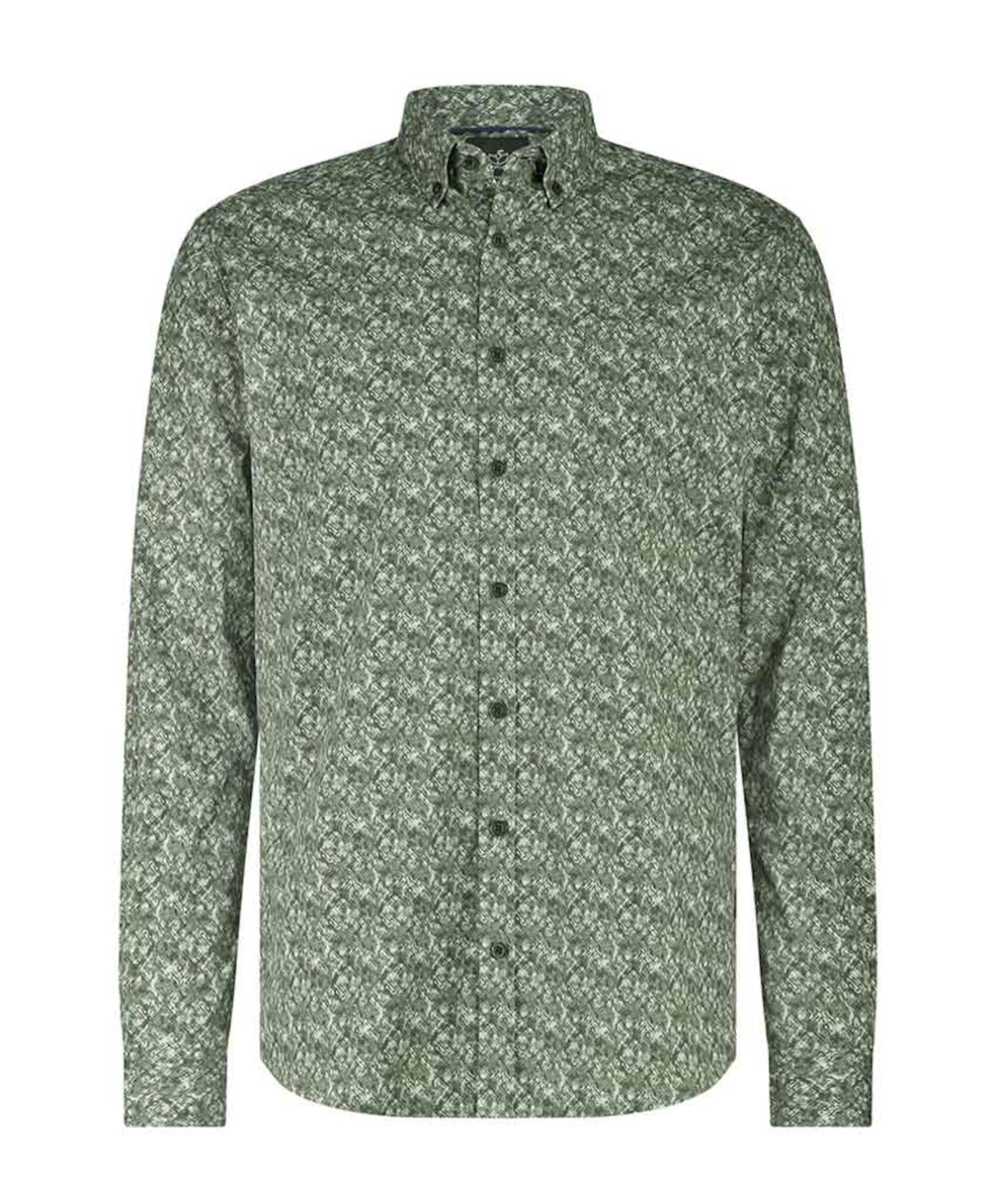 Heren overhemd lange mouw groen