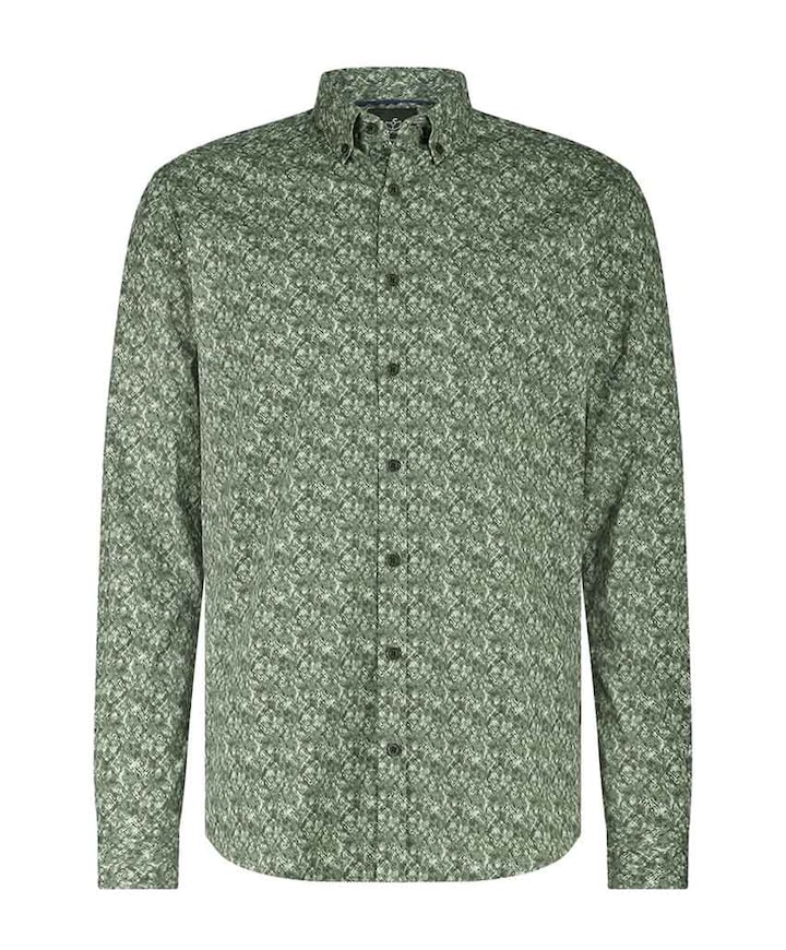 Heren overhemd lange mouw groen