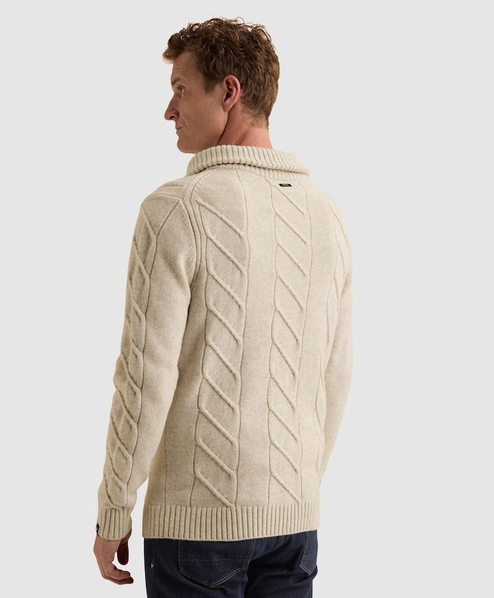 Heren trui met rits beige