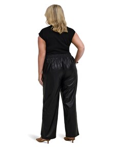 CARKARI FAUX LEATHER STRAIGHT dames plussize broek zwart