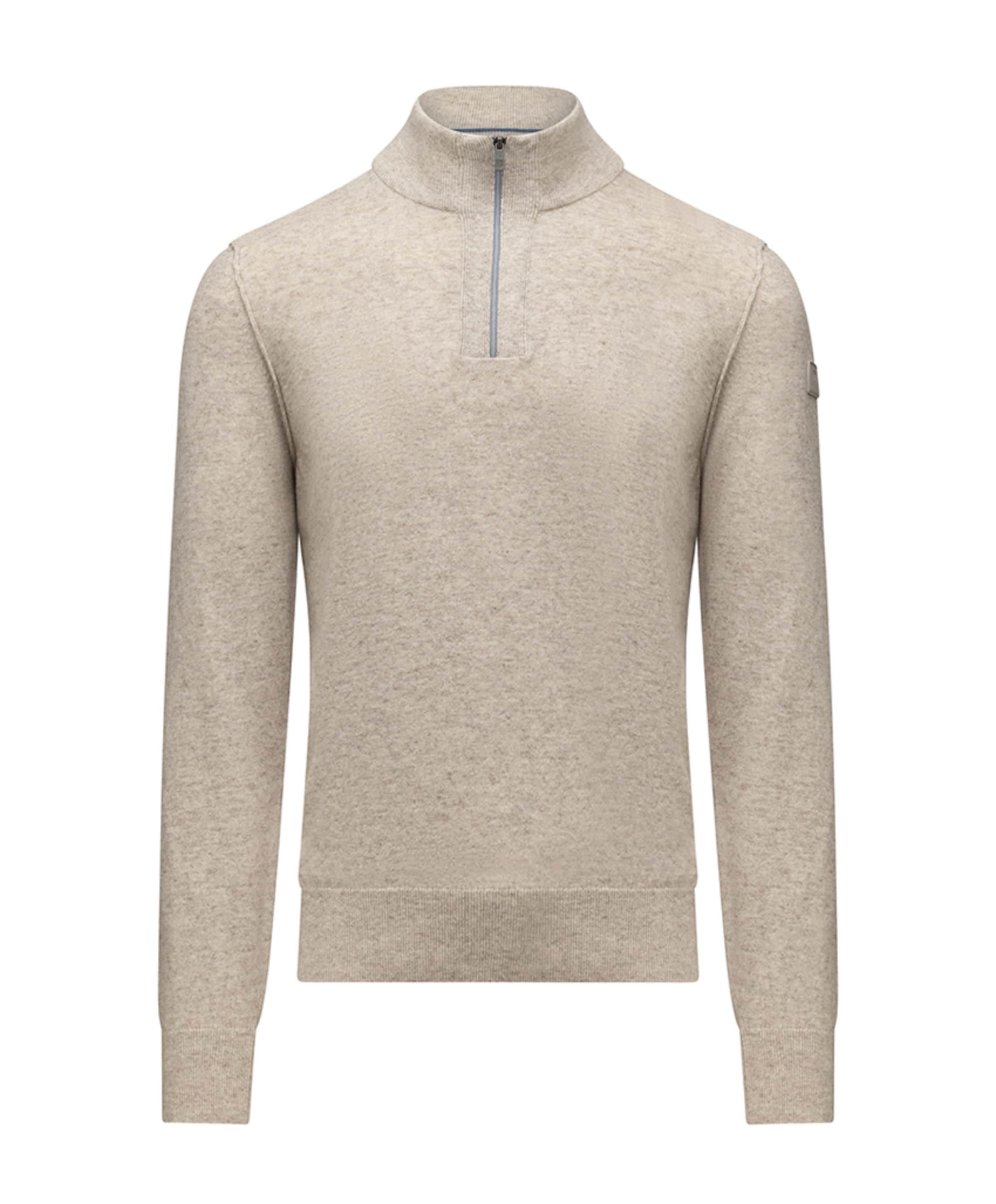 Heren trui met rits beige