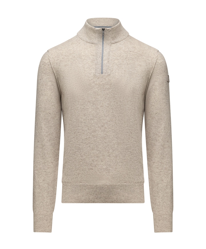 Heren trui met rits beige