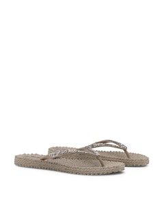 Flipflops with glitters dames slippers beige