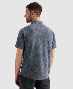 Heren overhemd korte mouw blauw