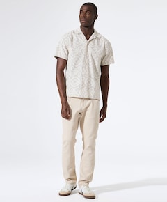 Heren overhemd korte mouw beige