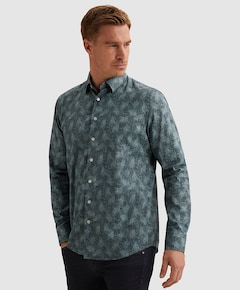 Heren overhemd lange mouw blauw