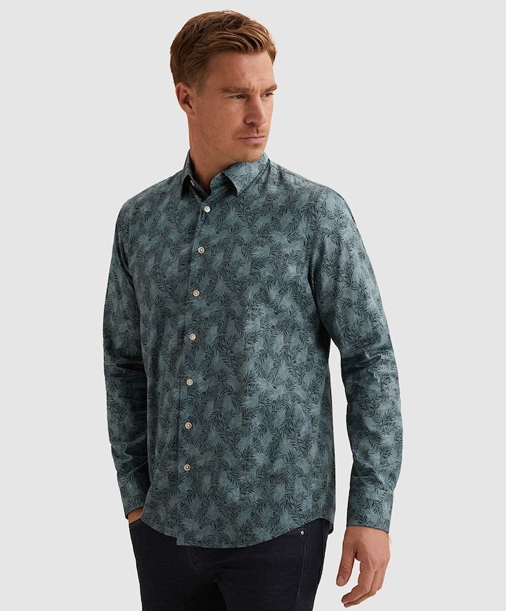 Heren overhemd lange mouw blauw