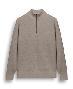 Heren trui met rits beige