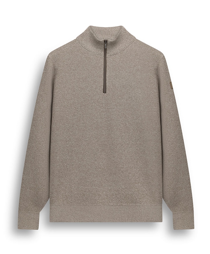 Heren trui met rits beige
