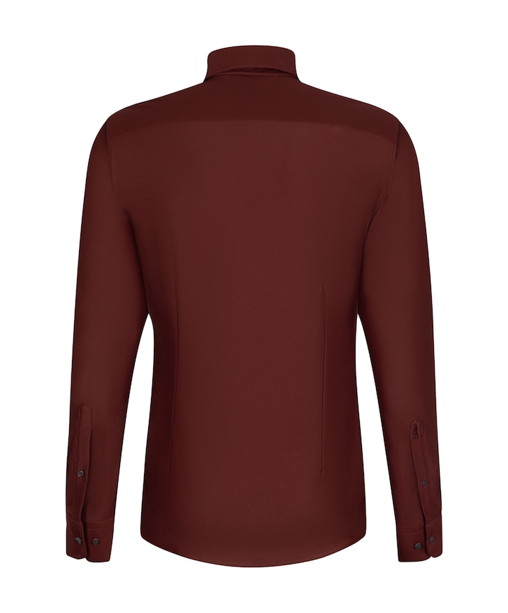 Heren overhemd lange mouw bordeaux