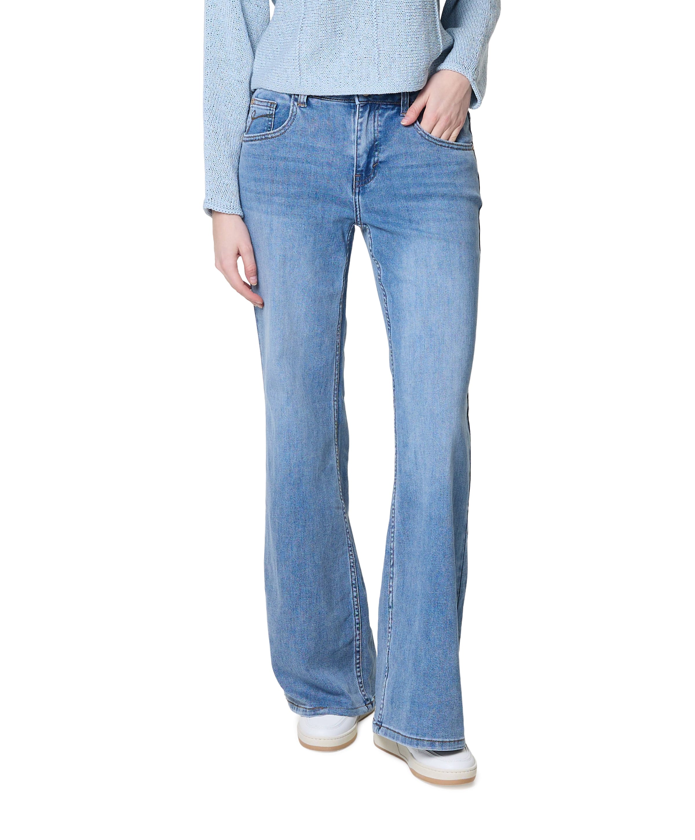 Brielle Flare light stone dames jeans blauw