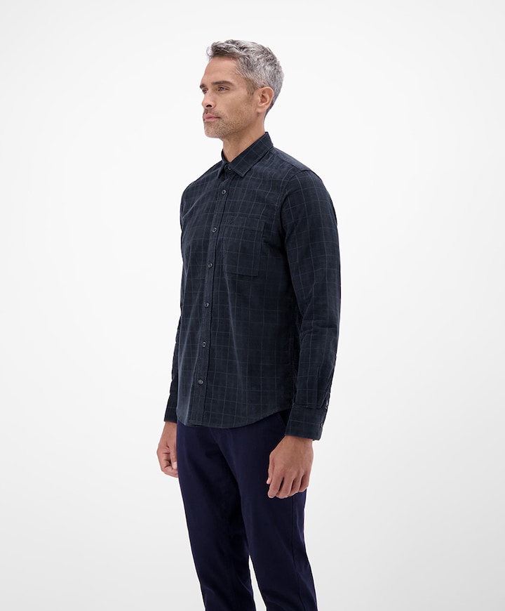 Heren overhemd lange mouw blauw