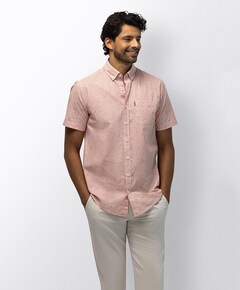 Heren overhemd korte mouw oranje