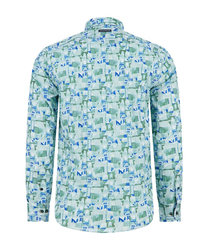 Heren overhemd lange mouw groen