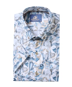 Heren overhemd korte mouw blauw