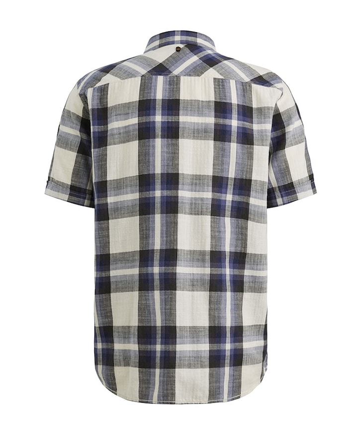 Heren overhemd korte mouw blauw