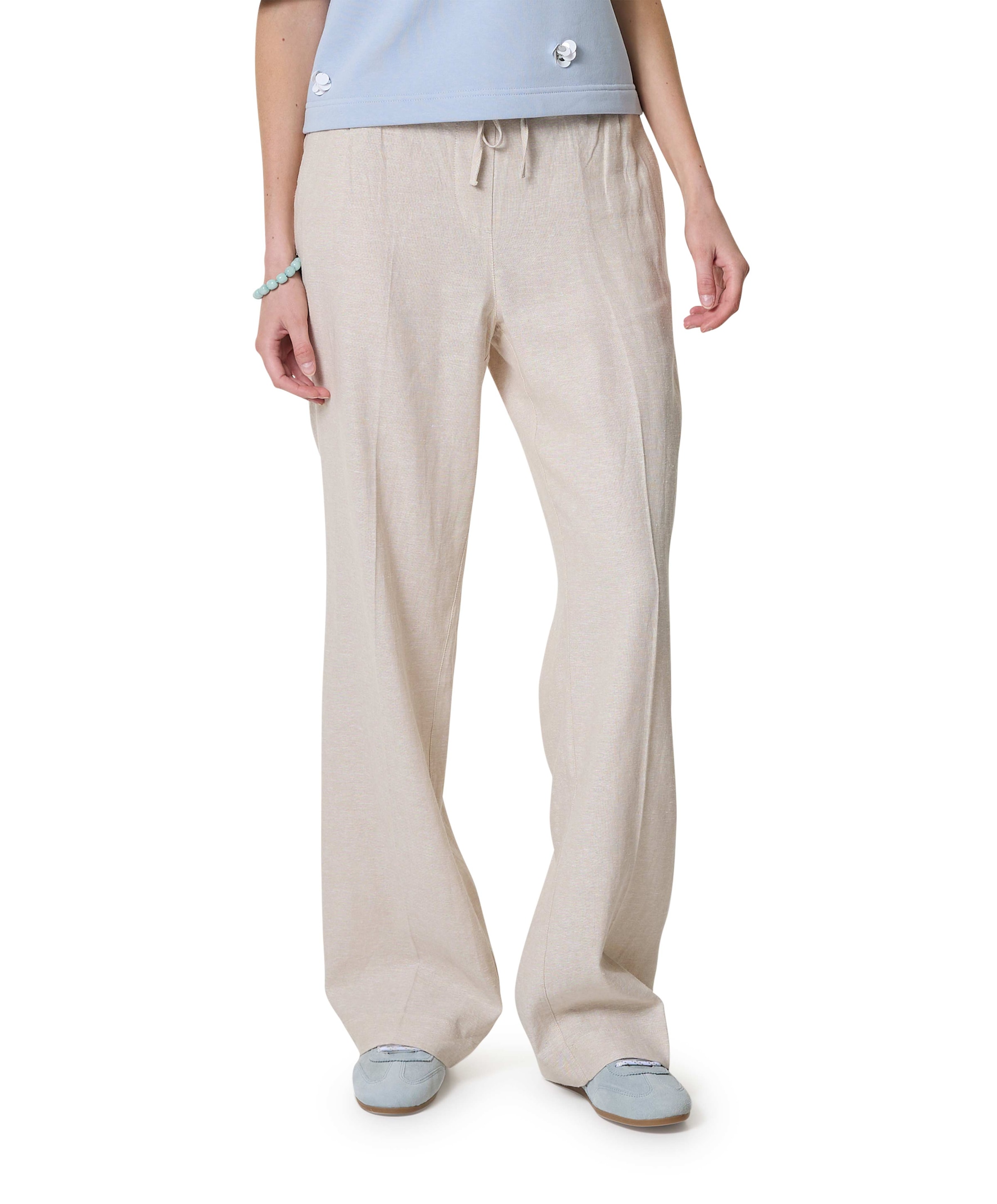 Claudette Linen/Visco Melange L33 dames broek beige