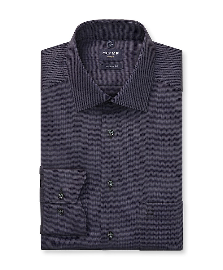 Heren overhemd lange mouw paars