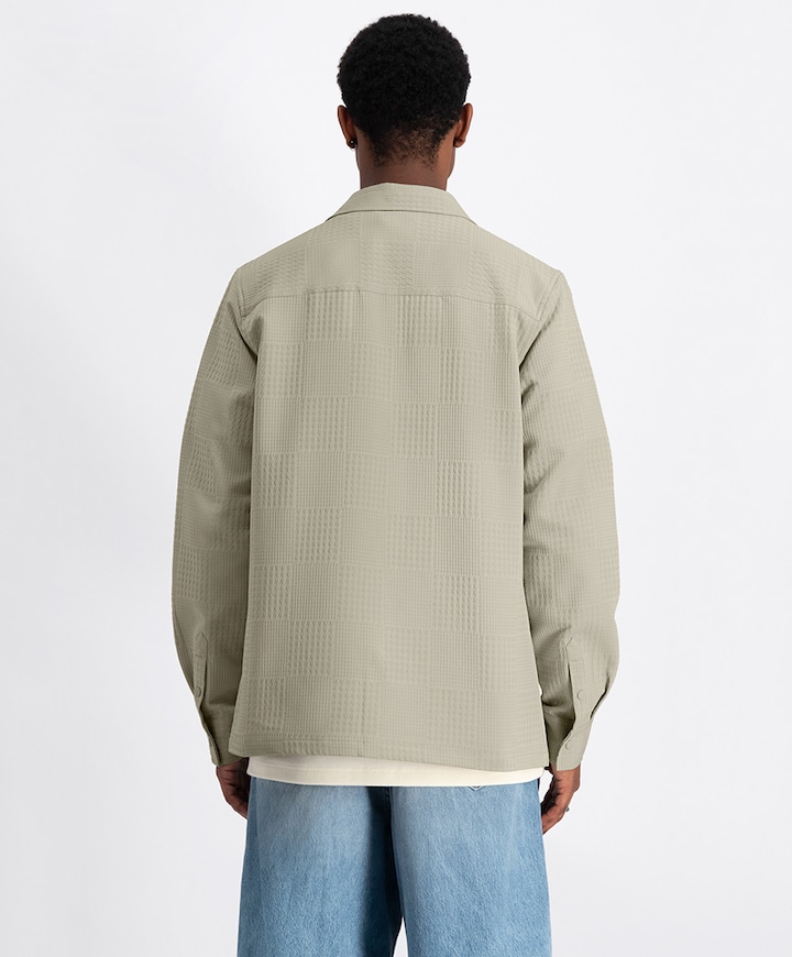 Heren overhemd lange mouw beige