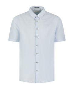 Heren overhemd korte mouw blauw