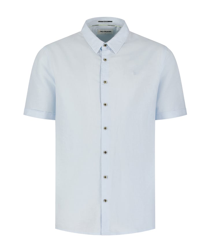 Heren overhemd korte mouw blauw