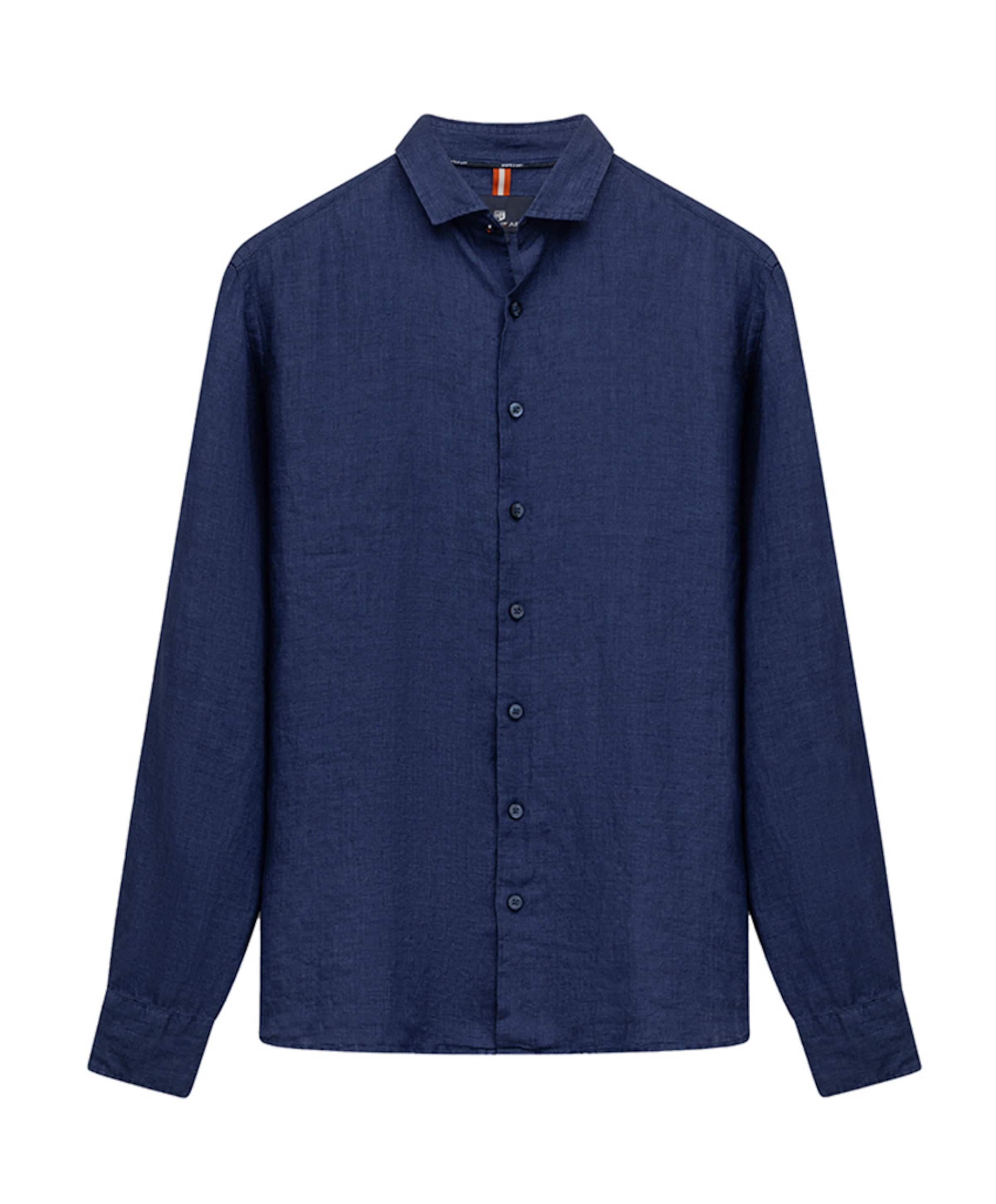 Heren overhemd lange mouw blauw