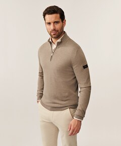 Heren trui met rits beige