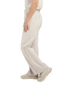 Geweven broek met wijde pijpen dames grijs