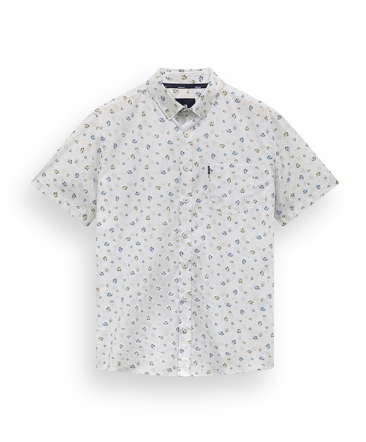 Heren overhemd korte mouw blauw