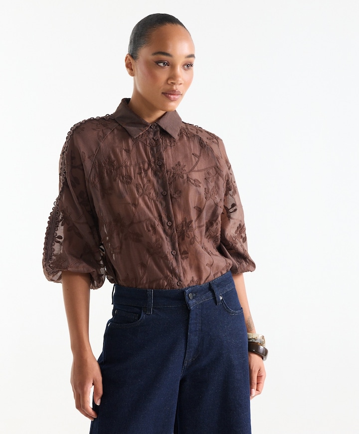 Dames blouse bruin
