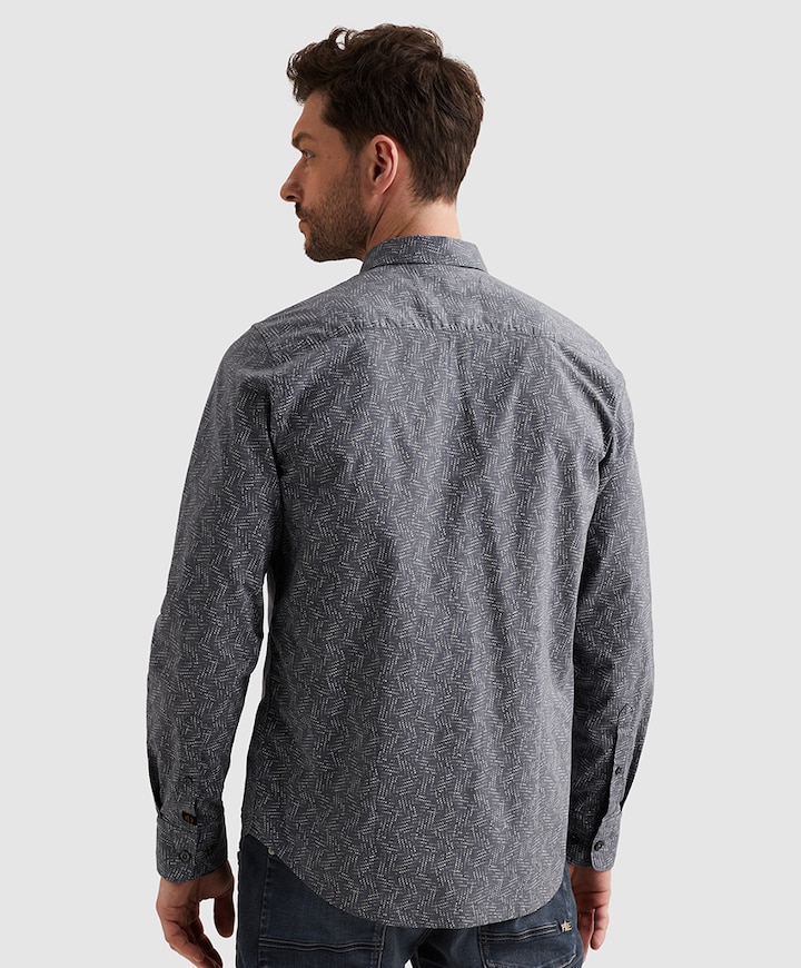 Heren overhemd lange mouw blauw