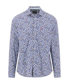 Heren overhemd lange mouw blauw