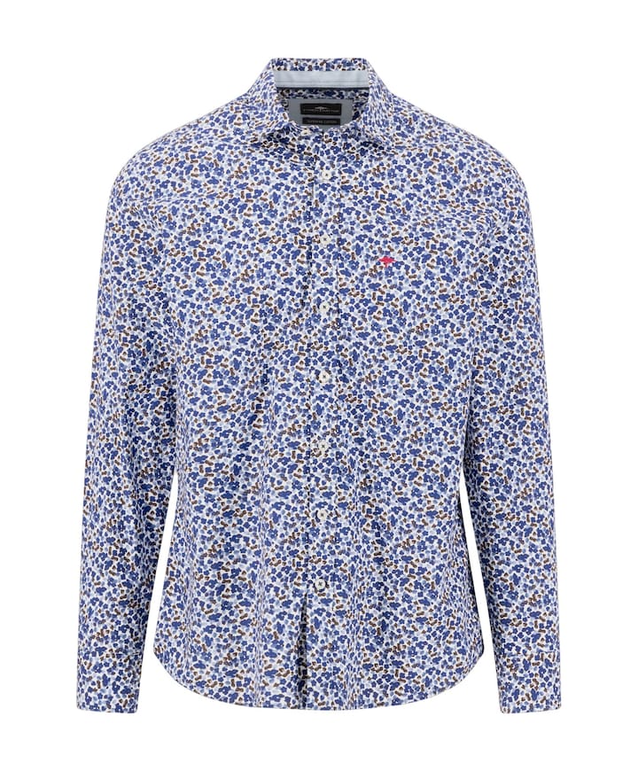 Heren overhemd lange mouw blauw