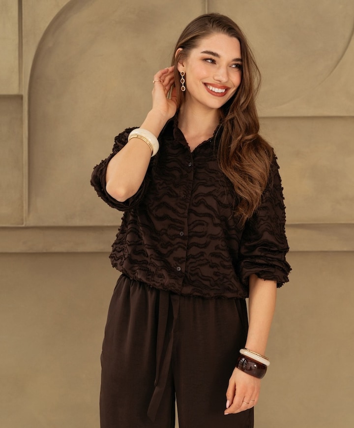 Dames blouse bruin