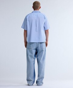 Heren overhemd korte mouw blauw