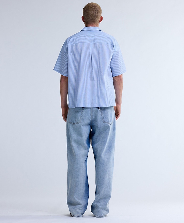 Heren overhemd korte mouw blauw