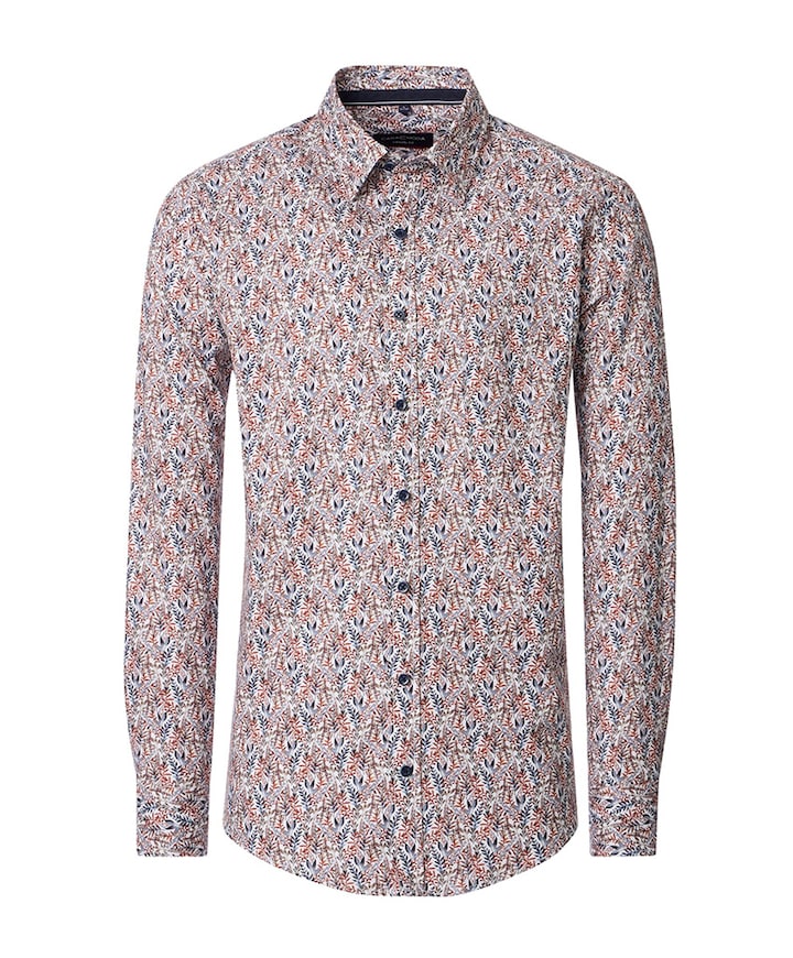 Heren overhemd lange mouw oranje