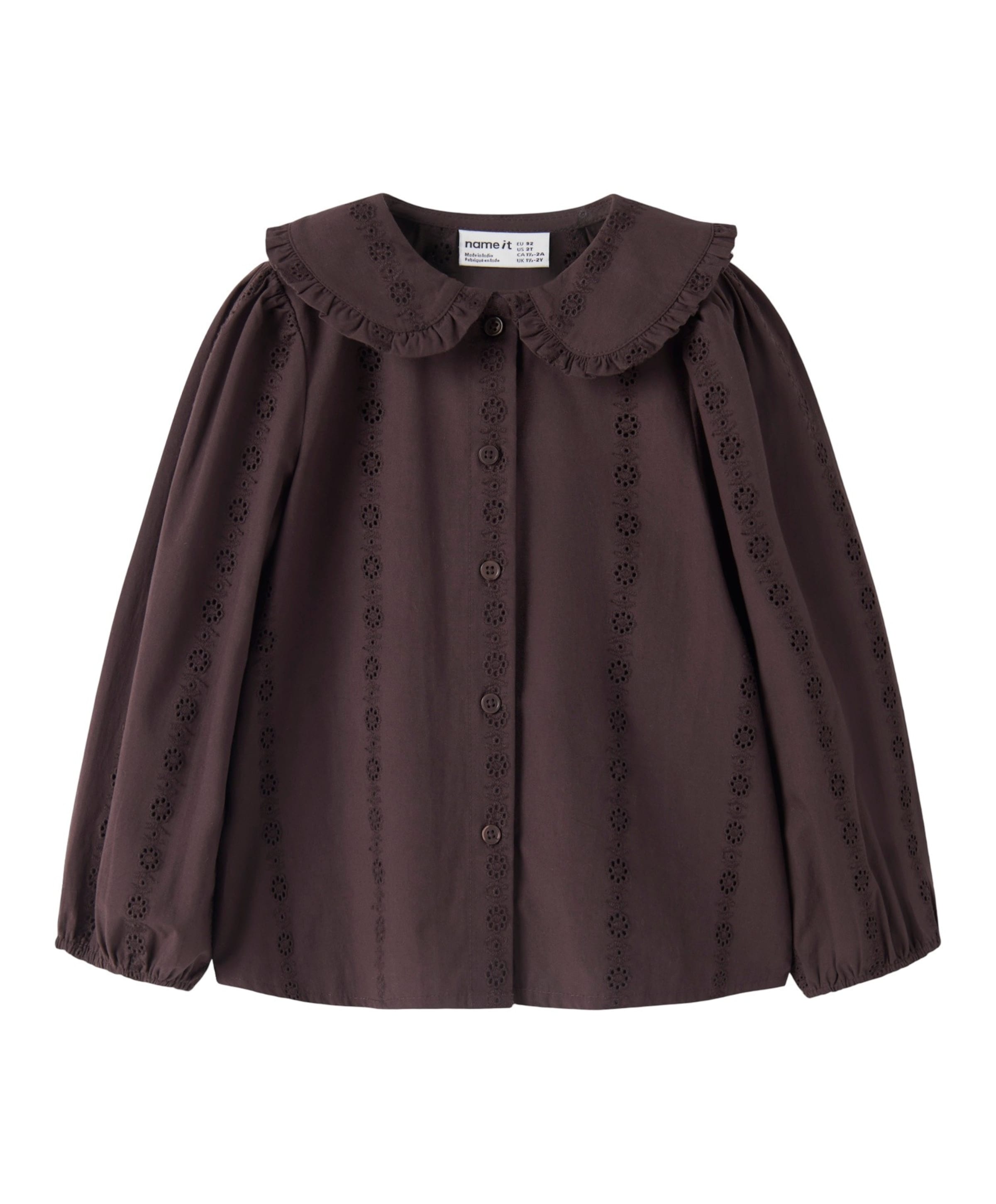 Meisjes blouse lange mouw bruin