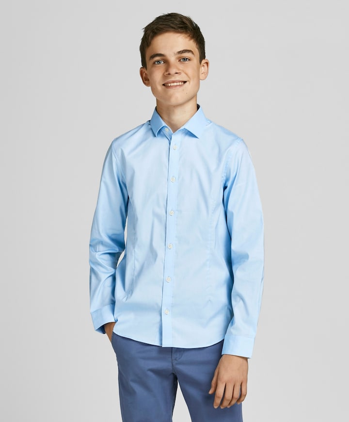 Jongens overhemd lange mouw blauw