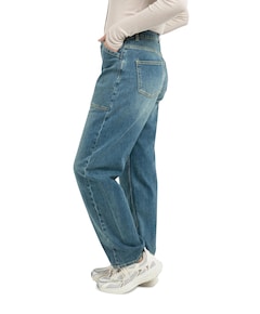 Cargobroek met laag kruis dames jeans blauw